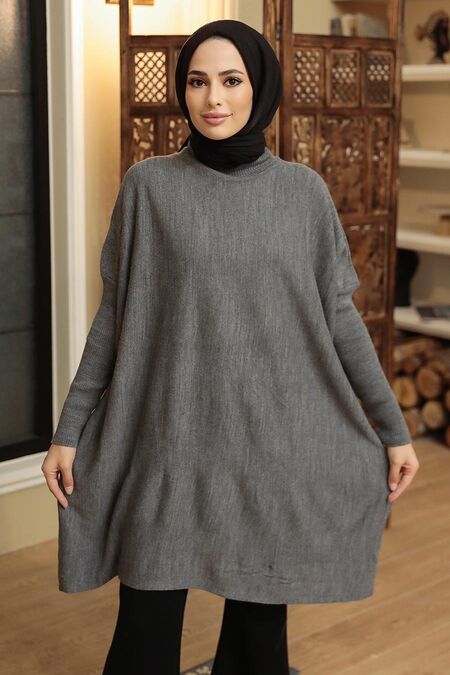 Smoke Color Hijab Tunic 3399FU - NEVA STYLE