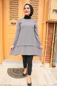 Smoke Color Hijab Tunic 5724FU - 1