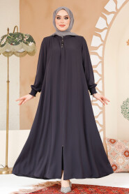 Smoke Color Modest Abaya 45294FU - 2