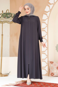 Smoke Color Modest Abaya 45294FU - 3