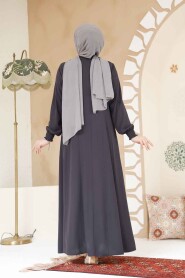 Smoke Color Modest Abaya 45294FU - 4