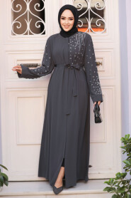 Smoke Color Modest Dubai Abaya 29101FU - 3