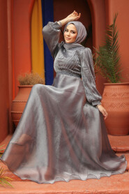 Smoke Color Modest Gown 51921FU - 3