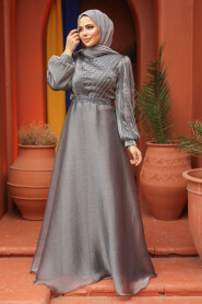 Smoke Color Modest Gown 51921FU - 5
