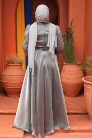 Smoke Color Modest Gown 51921FU - 6