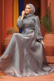 Smoke Color Modest Gown 51921FU - 1