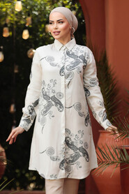 Smoke Color Modest Shirt 11667FU - 1
