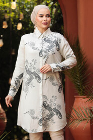 Smoke Color Modest Shirt 11667FU - 2