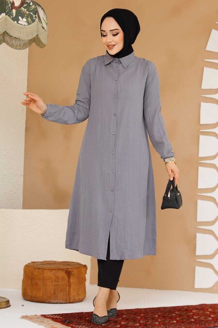 Smoke Color Modest Top 70381FU - NEVA STYLE