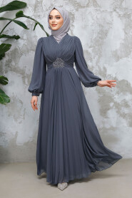 Smoke Color Modest Wedding Dress 4448FU - 2