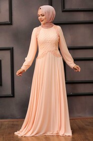  Modern Solmon Pink Islamic Bridesmaid Dress 4579SMN - 1