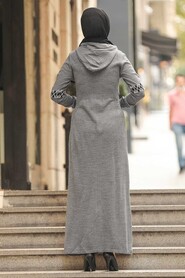 Smoke Color Hijab Dress 2243FU - 2
