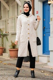 Stone Hijab Knitwear Cardigan 4011TAS - 4