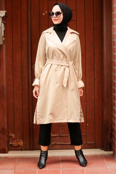 Stone Hijab Trenchcoat 5836TAS - NEVA STYLE