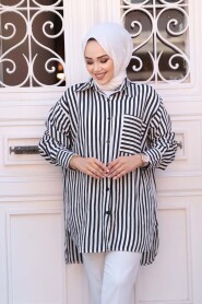 Striped Black Modest Shirt 10469S - 2
