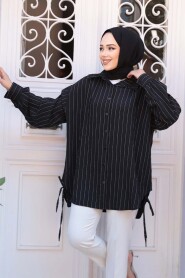 Striped Black Modest Shirt 10553S - 2