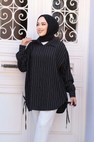 Striped Black Modest Shirt 10553S - 3