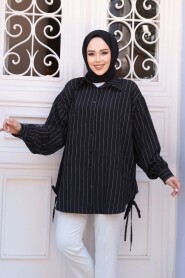 Striped Black Modest Shirt 10553S - 1