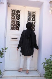 Striped Black Modest Shirt 10553S - 4
