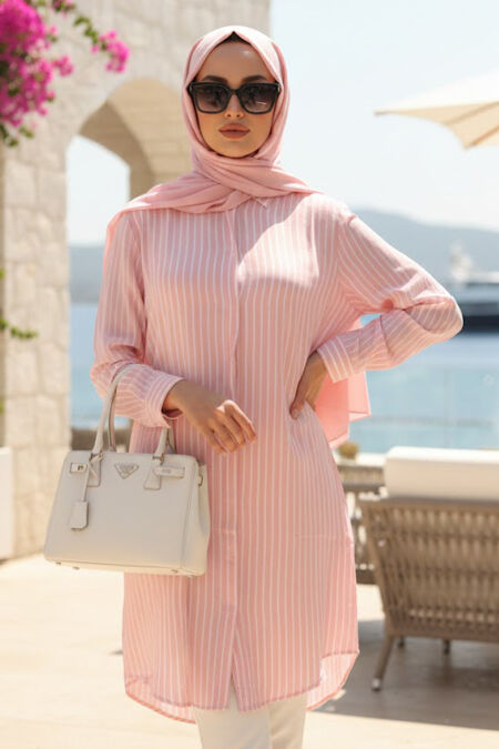 Striped Pink Modest Tunic 11746P - 