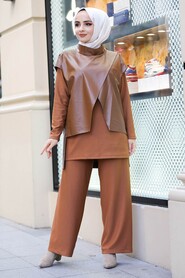 Sunuff Colored Hijab Dual Suit Dress 13401TB - 2