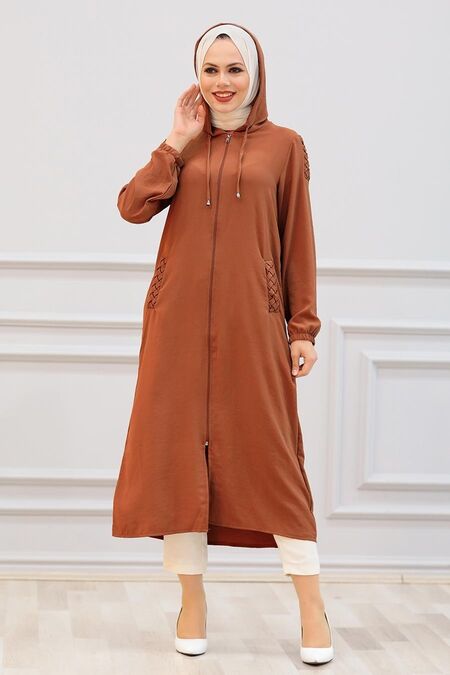 Sunuff Colored Hijab Coat 15630TB - NEVA STYLE