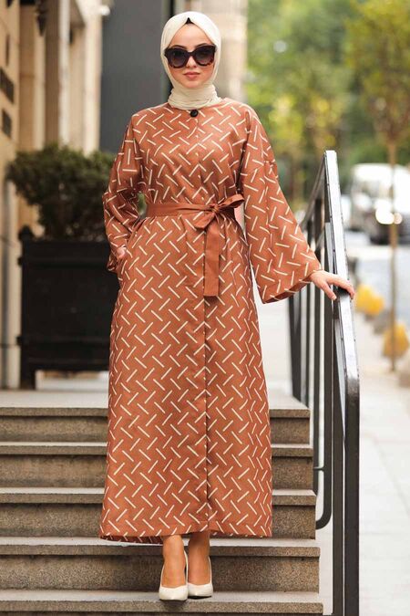 Sunuff Colored Hijab Coat 20151TB - NEVA STYLE