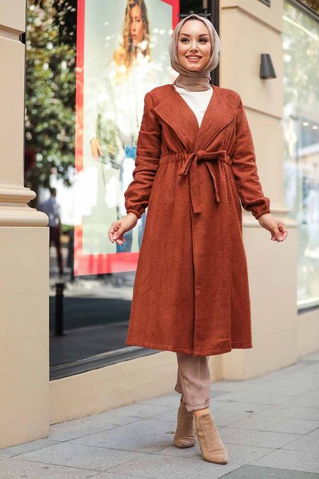 Sunuff Colored Hijab Coat 5168TB - NEVA STYLE