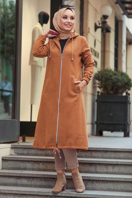 Sunuff Colored Hijab Coat 5568TB - NEVA STYLE