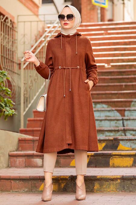 Sunuff Colored Hijab Coat 5578TB - NEVA STYLE