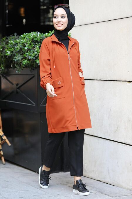 Sunuff Colored Hijab Coat 8862TB - NEVA STYLE