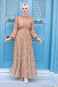 Sunuff Colored Hijab Dress 14230TB - 2
