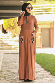 Sunuff Colored Hijab Dress 2243TB - 1