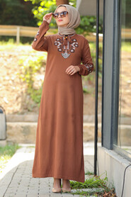 Sunuff Colored Hijab Dress 23120TB - 1