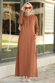 Sunuff Colored Hijab Dress 2343TB - 1