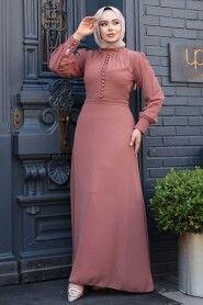 Sunuff Colored Hijab Dress 2703TB - 2