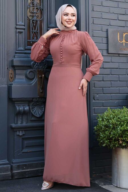 Sunuff Colored Hijab Dress 2703TB - NEVA STYLE