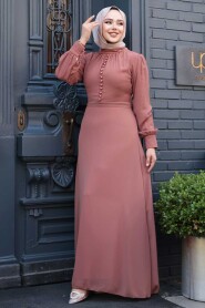Sunuff Colored Hijab Dress 2703TB - 3