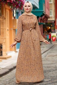 Sunuff Colored Hijab Dress 27890TB - 1