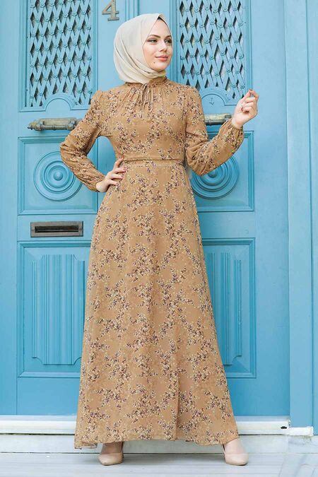 Sunuff Colored Hijab Dress 279011TB - NEVA STYLE