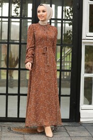 Sunuff Colored Hijab Dress 27902TB - 1