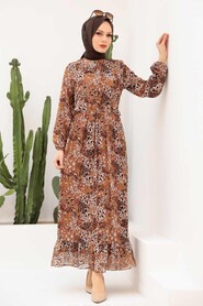 Sunuff Colored Hijab Dress 2898TB - 1