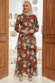 Sunuff Colored Hijab Dress 3303TB - 1