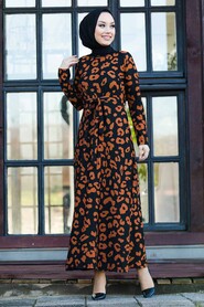 Sunuff Colored Hijab Dress 43097TB - 2