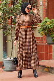 Sunuff Colored Hijab Dress 43280TB - 1