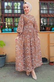 Sunuff Colored Hijab Dress 5683TB - 1