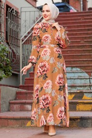 Sunuff Colored Hijab Dress 71020TB - 1
