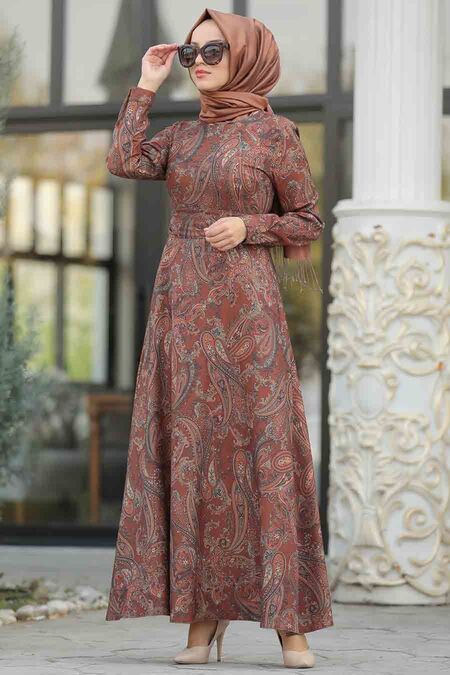 Sunuff Colored Hijab Dress 7591TB - NEVA STYLE