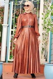 Sunuff Colored Hijab Dress 7630TB - 3