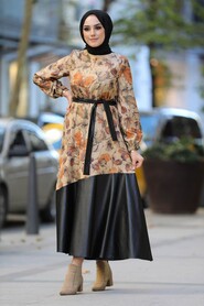 Sunuff Colored Hijab Dress 7635TB - 1